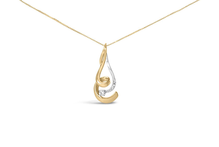 1/10 Ct. T.W. Espira Round-Cut Diamond Swirl Pendant Necklace in 10K Two-Tone Gold, photo 1