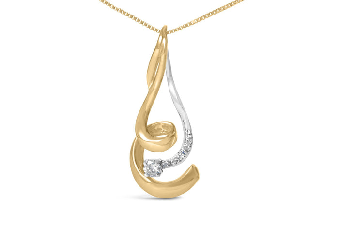 1/10 Ct. T.W. Espira Round-Cut Diamond Swirl Pendant Necklace in 10K Two-Tone Gold, photo 2
