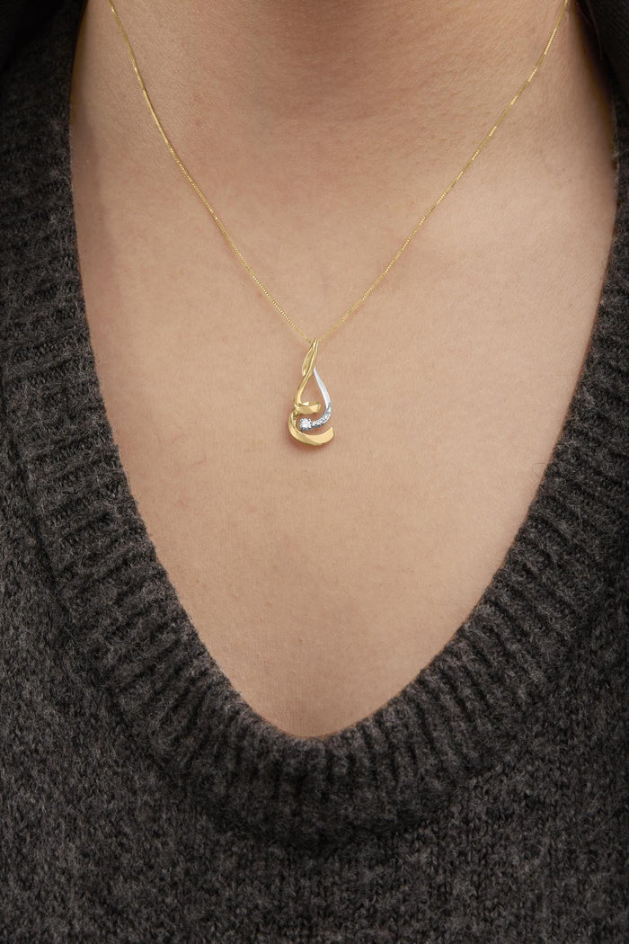 1/10 Ct. T.W. Espira Round-Cut Diamond Swirl Pendant Necklace in 10K Two-Tone Gold, photo 3