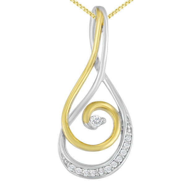 1/6 Ct. T.W. Espira Round-Cut Diamond Sparkling Spiral Pendant Necklace in 10K Two-Tone Gold, photo 2