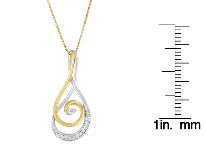 Collar con colgante de espiral brillante Espira con diamantes talla redonda de 1/6 ct. p.t. en oro de dos tonos de 10K, foto 4