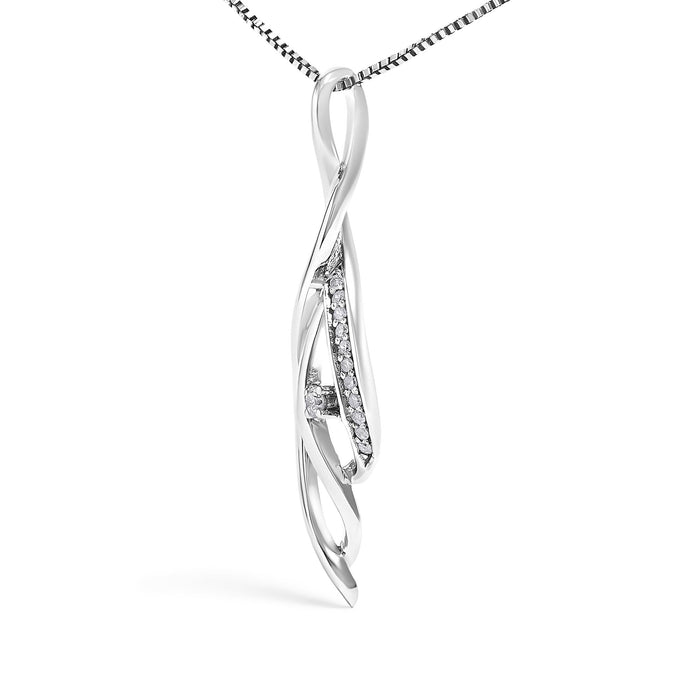 1/10 Ct. T.W. Espira Round Diamond Accented Open Cascade Twist Pendant Necklace in 10K White Gold, photo 4