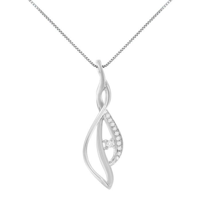 1/10 Ct. T.W. Espira Round Diamond Accented Open Cascade Twist Pendant Necklace in 10K White Gold, photo 6