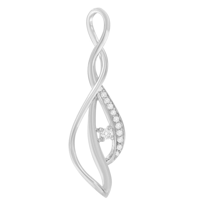1/10 Ct. T.W. Espira Round Diamond Accented Open Cascade Twist Pendant Necklace in 10K White Gold, photo 7