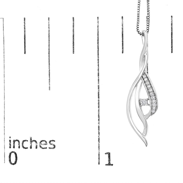 1/10 Ct. T.W. Espira Round Diamond Accented Open Cascade Twist Pendant Necklace in 10K White Gold, photo 8
