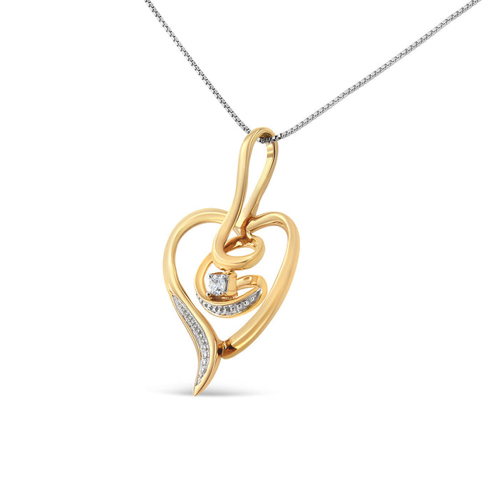0.03 Ct. T.W. Espira Diamond-Accented Round-Cut Diamond Swirl Open Heart Pendant Necklace in 10K Yellow Gold, photo 2