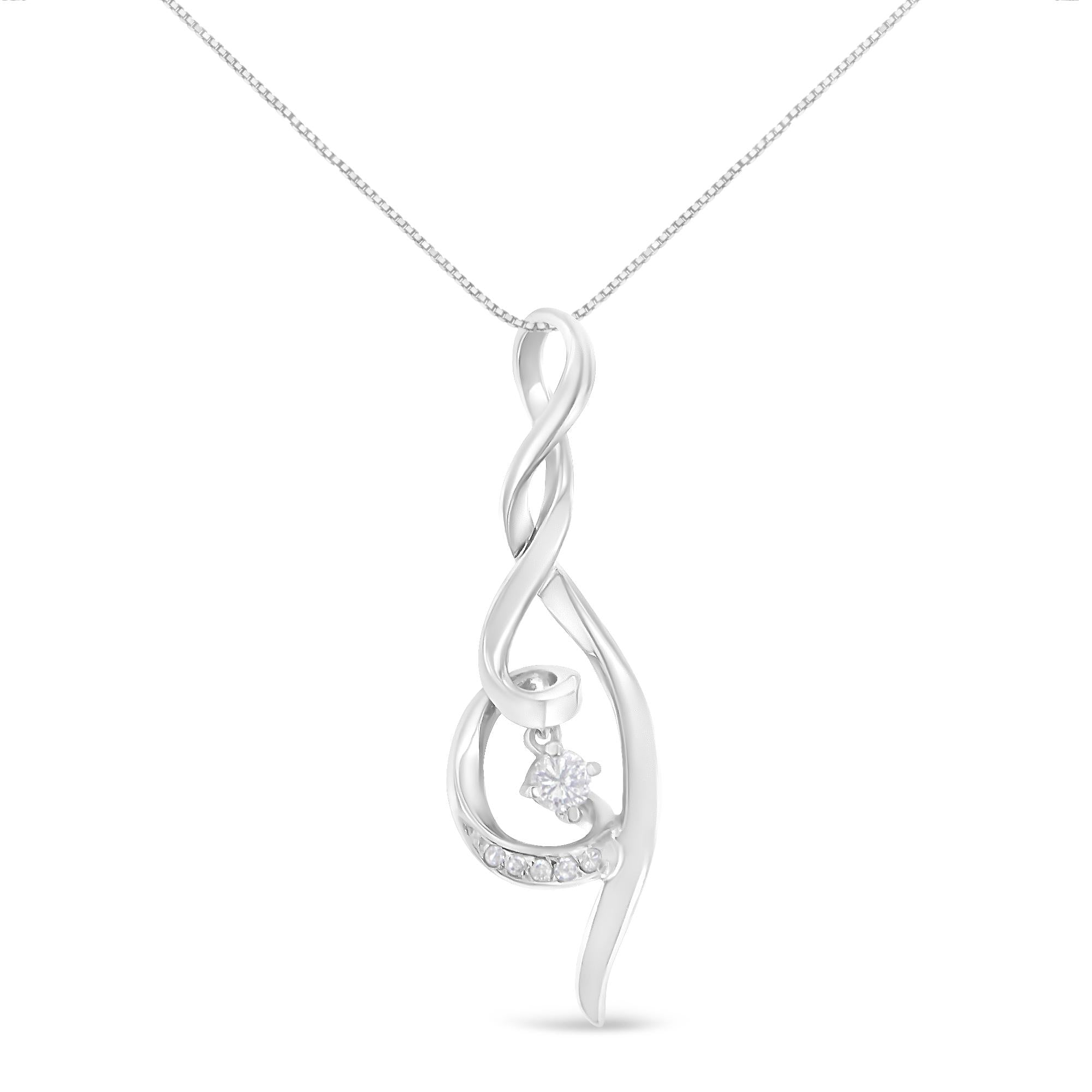 1/10 Ct. T.W. Espira Diamond Swirl Pendant Necklace in 10K White Gold, photo 1