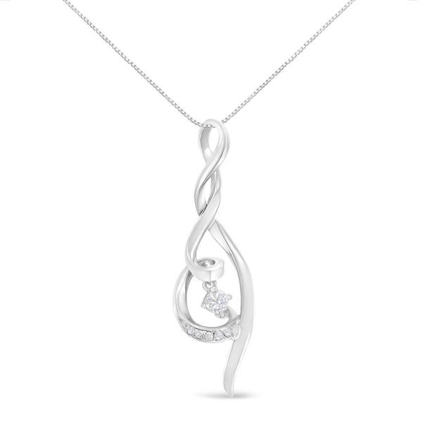 1/10 Ct. T.W. Espira Diamond Swirl Pendant Necklace in 10K White Gold, photo 1