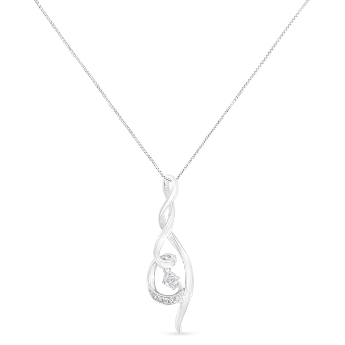1/10 Ct. T.W. Espira Diamond Swirl Pendant Necklace in 10K White Gold, photo 2