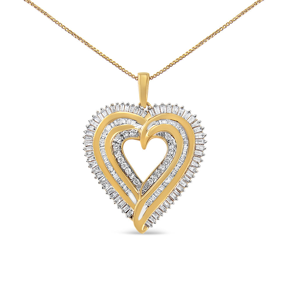 Collar con colgante de corazón en racimo con diamantes baguette de 1 1/2 ct. p.t. en plata de ley, foto 1