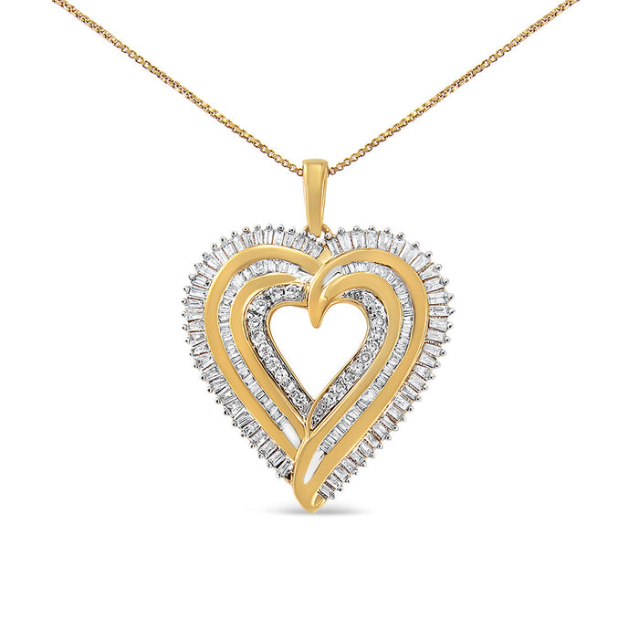 Collar con colgante de corazón en racimo con diamantes baguette de 1 1/2 ct. p.t. en plata de ley, foto 1
