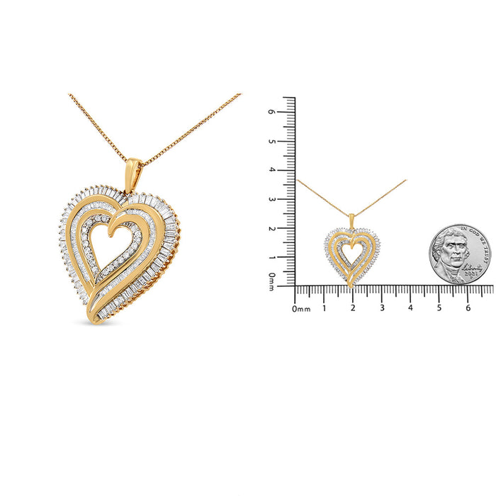 Collar con colgante de corazón en racimo con diamantes baguette de 1 1/2 ct. p.t. en plata de ley, foto 9