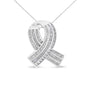 2 5/8 Ct. T.W. Channel-Set Round and Baguette Diamond Awareness Ribbon Pendant in 14K White Gold, photo 1