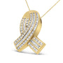 Collar con colgante de lazo de concientización con diamantes blancos en canal de 2 5/8 ct. p.t. en oro amarillo de 14K, foto 2