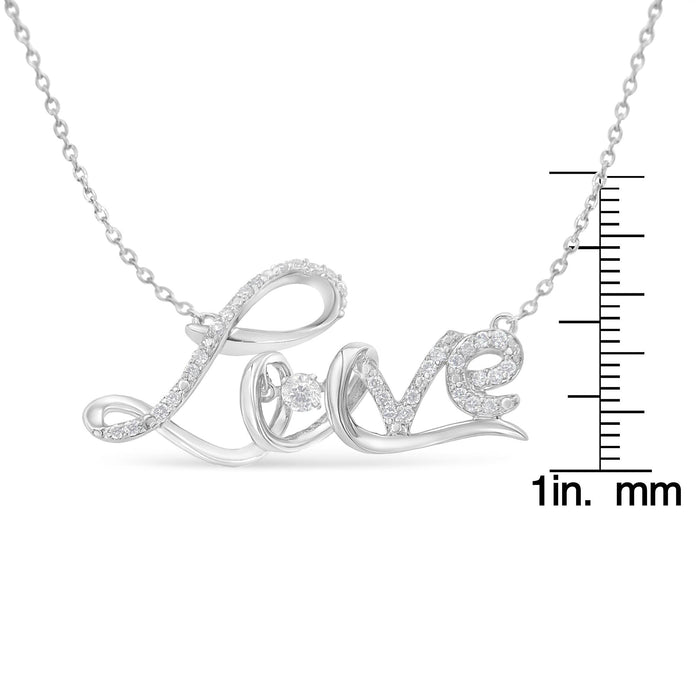 Collar con colgante de amor en cursiva con diamantes de 1/4 ct. p.t. en plata de ley, foto 5