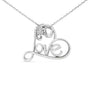 1/10 Ct. T.W. Round Brilliant-Cut Diamond Accented Open Heart with Love Pendant Necklace in Sterling Silver, photo 1