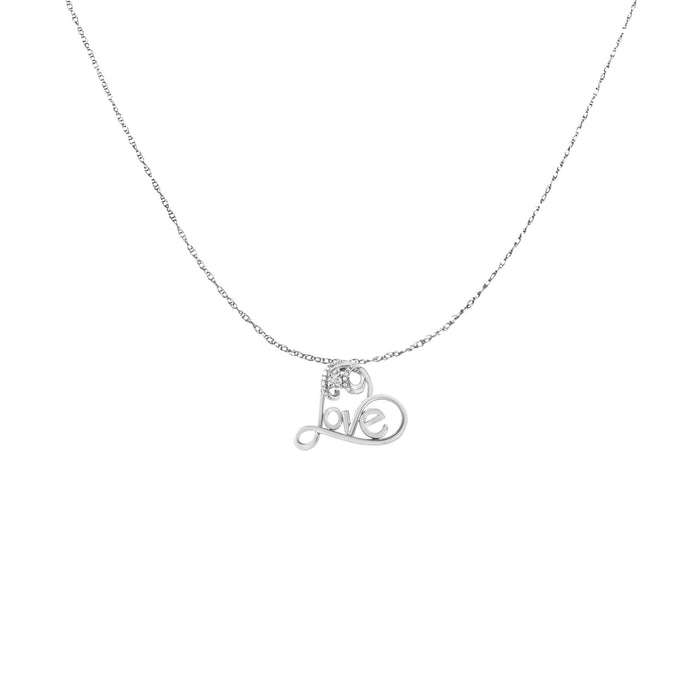 1/10 Ct. T.W. Round Brilliant-Cut Diamond Accented Open Heart with Love Pendant Necklace in Sterling Silver, photo 4