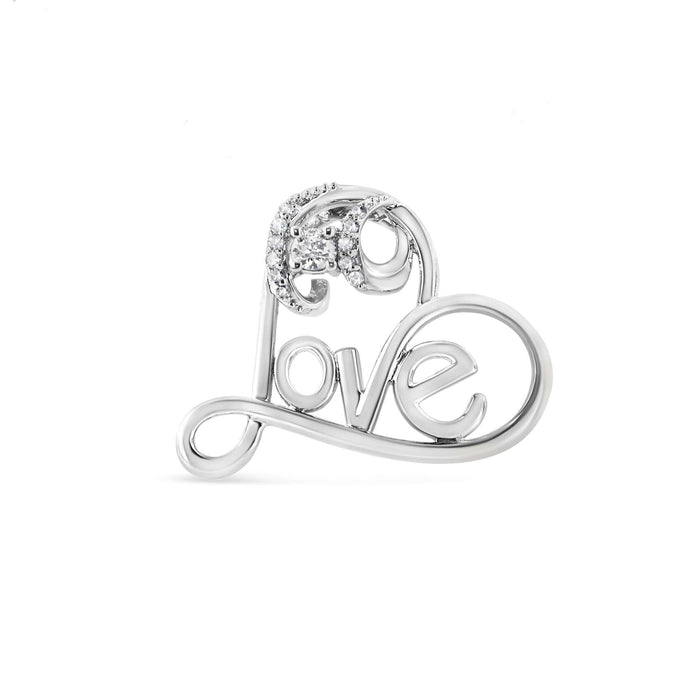 1/10 Ct. T.W. Round Brilliant-Cut Diamond Accented Open Heart with Love Pendant Necklace in Sterling Silver, photo 5