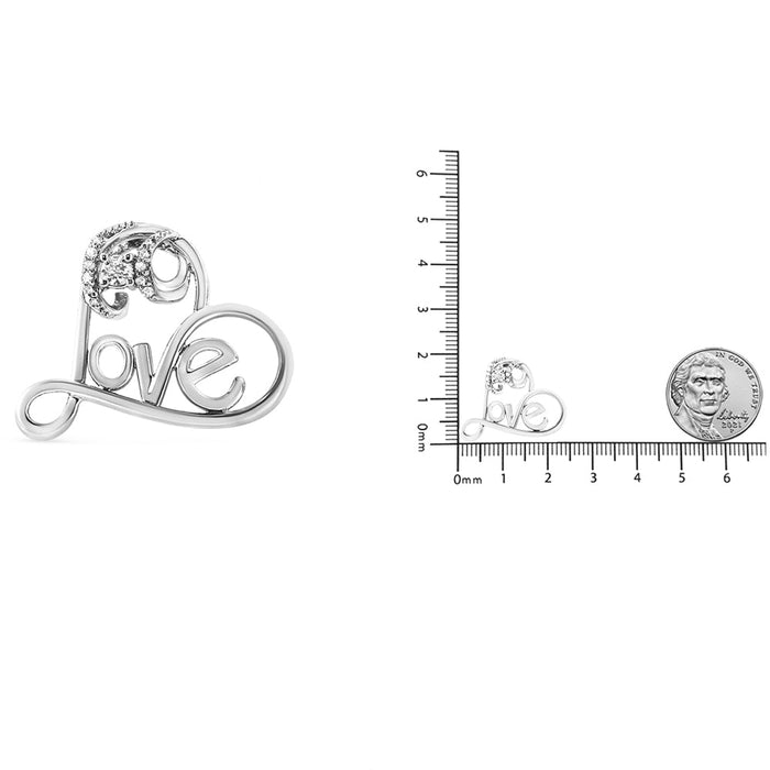 1/10 Ct. T.W. Round Brilliant-Cut Diamond Accented Open Heart with Love Pendant Necklace in Sterling Silver, photo 6