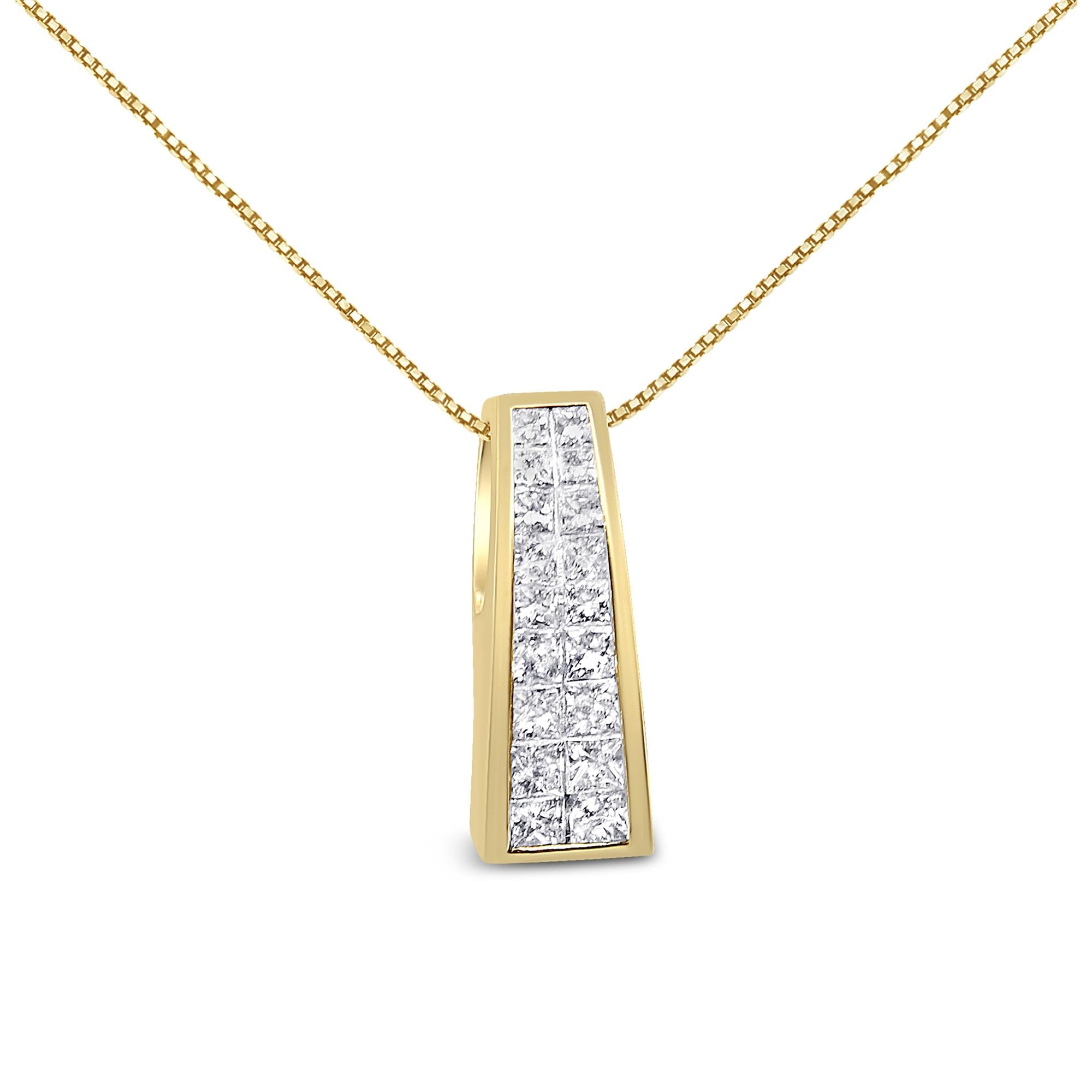 1 1/2 Ct. T.W. Princess-Cut Diamond Greek Column Pendant Necklace in 14K Yellow Gold, photo 1
