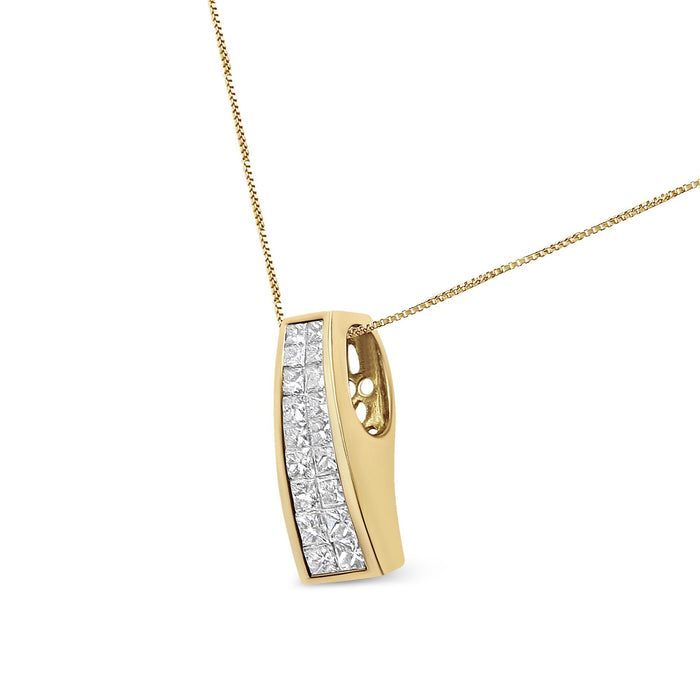 1 1/2 Ct. T.W. Princess-Cut Diamond Greek Column Pendant Necklace in 14K Yellow Gold, photo 2