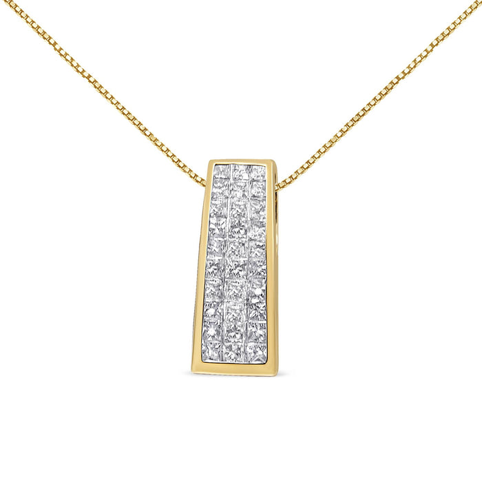 1 1/2 Ct. T.W. Princess-Cut Diamond Greek Column Pendant Necklace in 14K Yellow Gold, photo 3