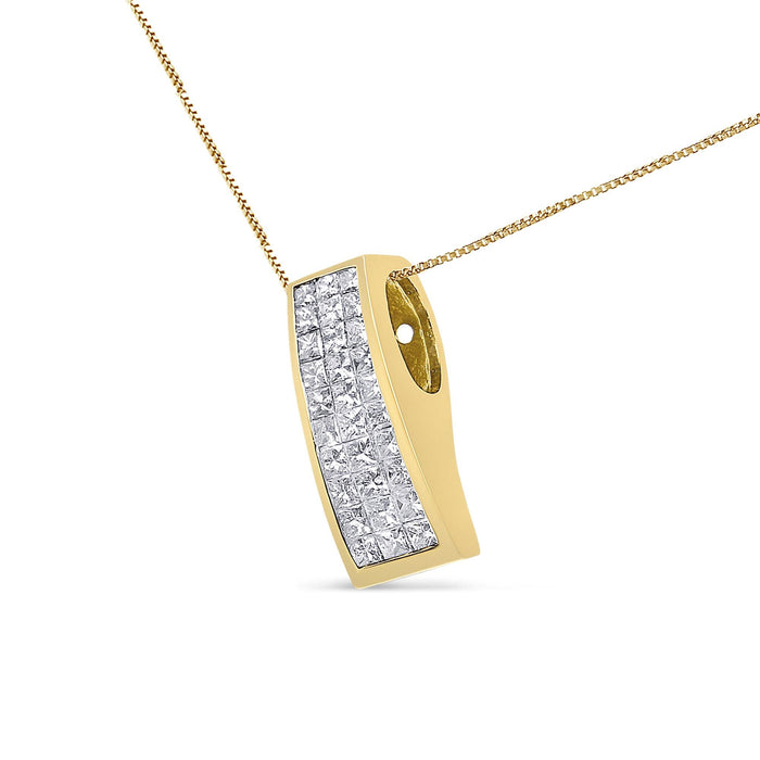 1 1/2 Ct. T.W. Princess-Cut Diamond Greek Column Pendant Necklace in 14K Yellow Gold, photo 4