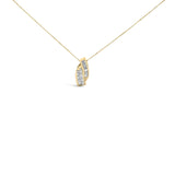 1 1/3 Ct. T.W. Princess and Baguette-Cut Diamond Double Curved Pendant Necklace in 14K Yellow Gold