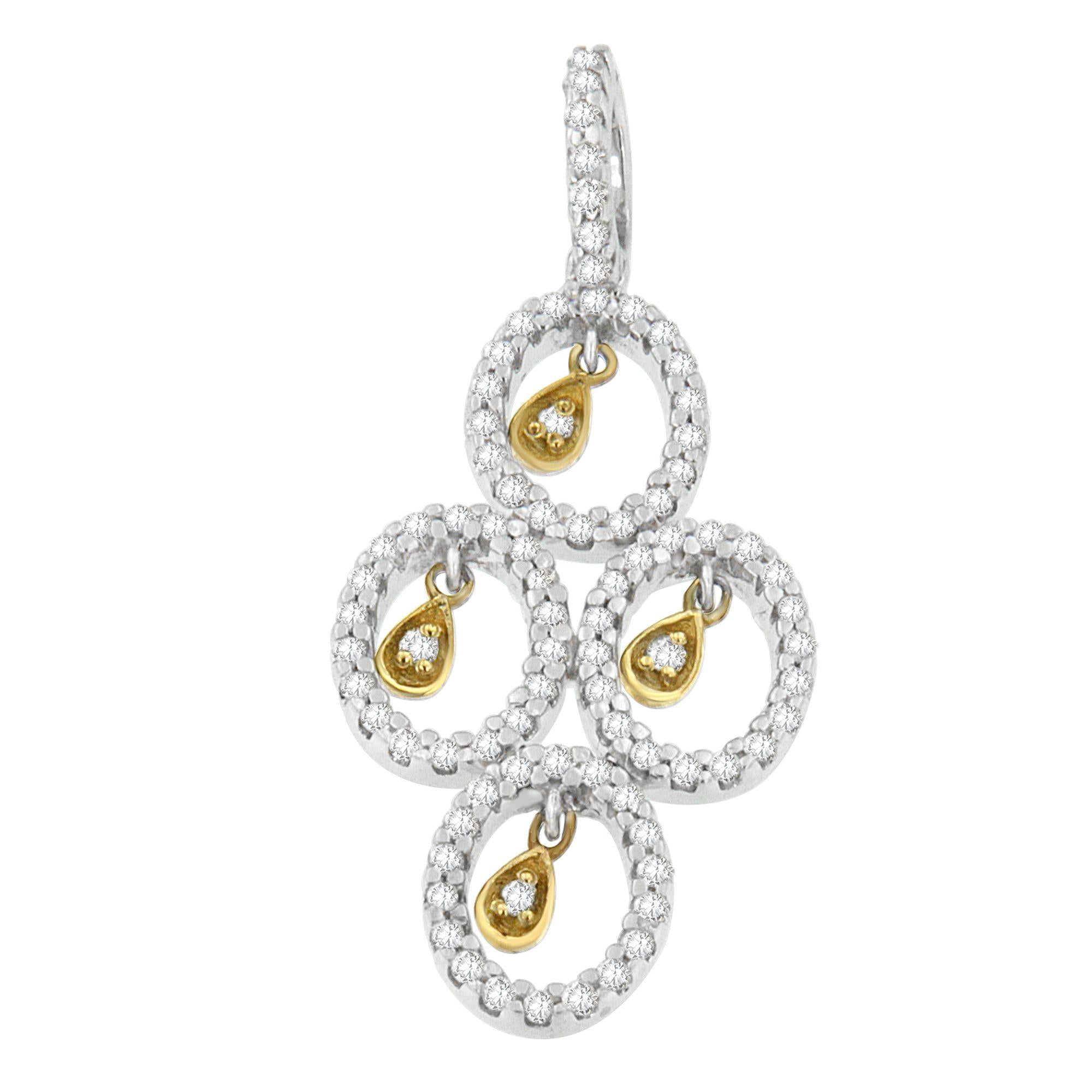 Collar con colgante con diamantes redondos de 2/5 ct. p.t. en oro de dos tonos de 14K, foto 1