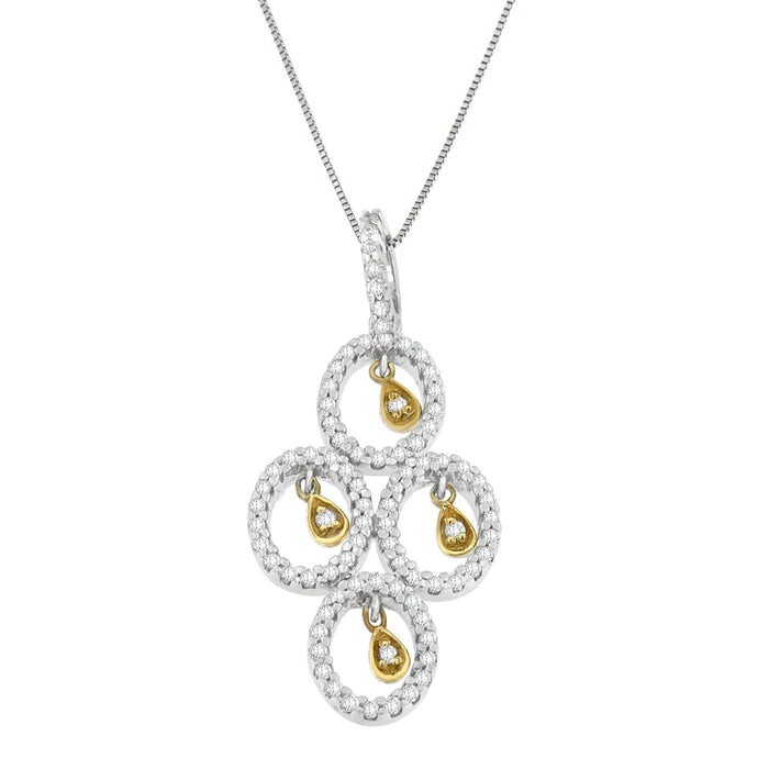 Collar con colgante con diamantes redondos de 2/5 ct. p.t. en oro de dos tonos de 14K, foto 2