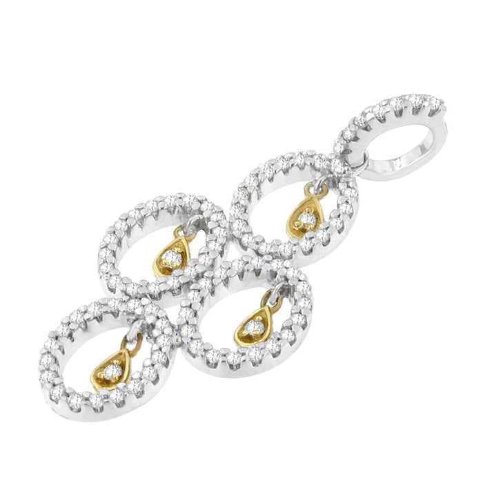 Collar con colgante con diamantes redondos de 2/5 ct. p.t. en oro de dos tonos de 14K, foto 3
