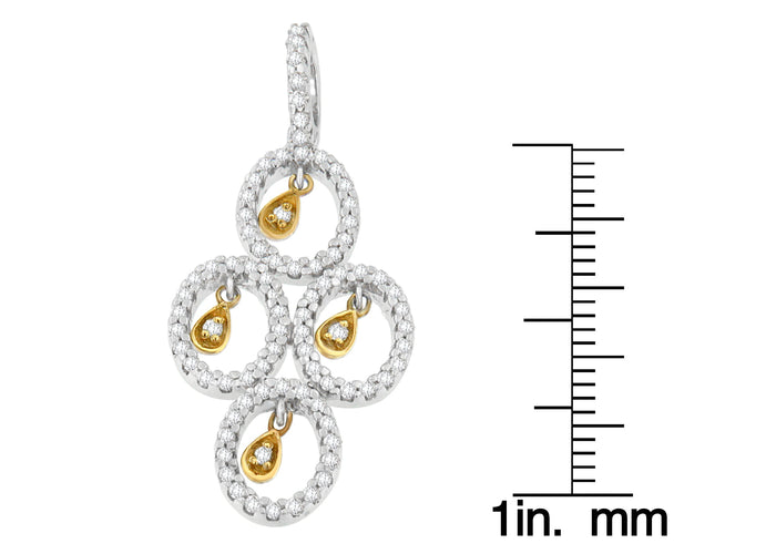 Collar con colgante con diamantes redondos de 2/5 ct. p.t. en oro de dos tonos de 14K, foto 4