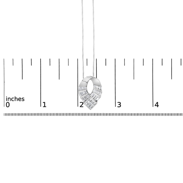 1 5/8 Ct. T.W. Invisible-Set Princess and Channel-Set Baguette Diamond Curved Oval Shape Pendant Necklace in 14K White Gold, photo 5