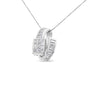 Collar con colgante de doble bucle con diamantes talla princesa y baguette de 2 ct. p.t. en oro blanco de 14K, foto 1