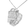 Collar con colgante de doble bucle con diamantes talla princesa y baguette de 2 ct. p.t. en oro blanco de 14K, foto 4