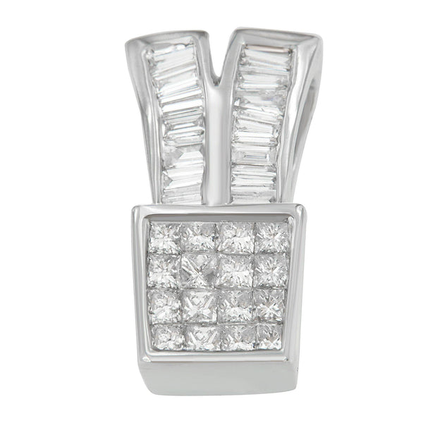 1 1/3 Ct. T.W. Princess and Baguette-Cut Diamond Sparkling Shapes Pendant Necklace in 14K White Gold, photo 1