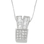 Collar con colgante de formas brillantes con diamantes talla princesa y baguette de 1 1/3 ct. p.t. en oro blanco de 14K, foto 2