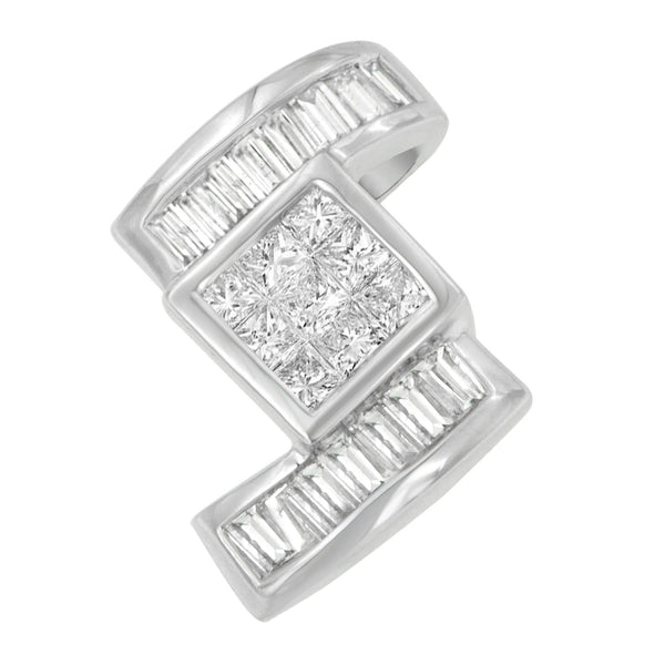 1 2/5 Ct. T.W. Princess and Baguette-Cut Diamond Zig Zag Pendant Necklace in 14K White Gold, photo 2