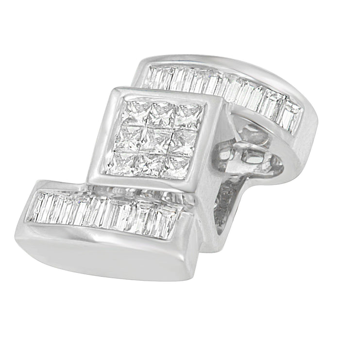 1 2/5 Ct. T.W. Princess and Baguette-Cut Diamond Zig Zag Pendant Necklace in 14K White Gold, photo 3