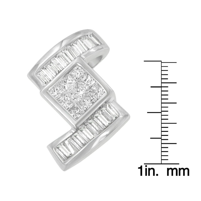 1 2/5 Ct. T.W. Princess and Baguette-Cut Diamond Zig Zag Pendant Necklace in 14K White Gold, photo 4