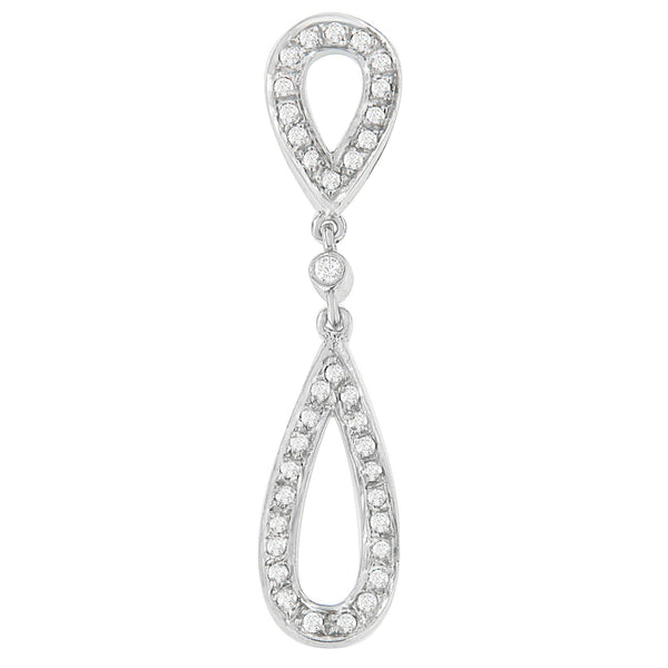 1/4 Ct. T.W. Round-Cut Diamond Double Tear Drop Pendant Necklace in 14K White Gold, photo 1