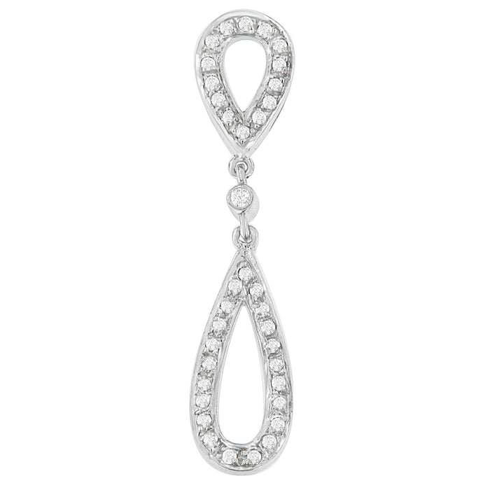 Collar con colgante de doble gota con diamantes redondos de 1/4 ct. p.t. en oro blanco de 14K, foto 1