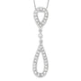 Collar con colgante de doble gota con diamantes redondos de 1/4 ct. p.t. en oro blanco de 14K, foto 2