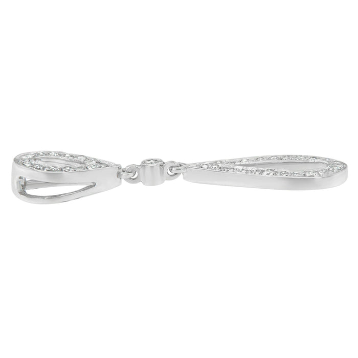 Collar con colgante de doble gota con diamantes redondos de 1/4 ct. p.t. en oro blanco de 14K, foto 3