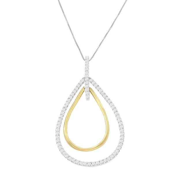 1 Ct. T.W. Round-Cut Diamond Double Burst Pendant Necklace in 14K Two-Tone Gold, photo 2