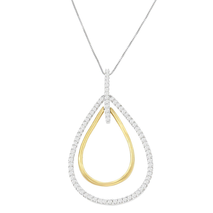 1 Ct. T.W. Round-Cut Diamond Double Burst Pendant Necklace in 14K Two-Tone Gold, photo 2