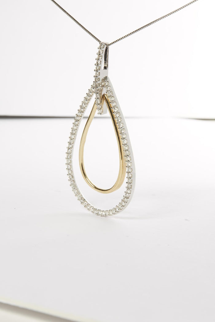 1 Ct. T.W. Round-Cut Diamond Double Burst Pendant Necklace in 14K Two-Tone Gold, photo 4