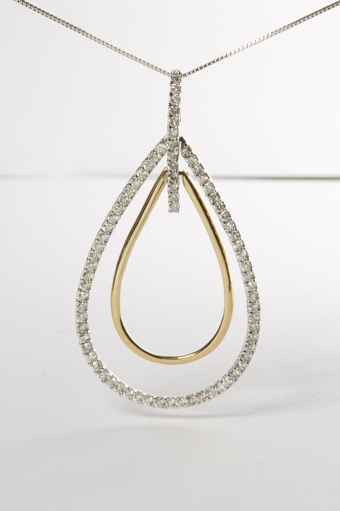 1 Ct. T.W. Round-Cut Diamond Double Burst Pendant Necklace in 14K Two-Tone Gold, photo 5