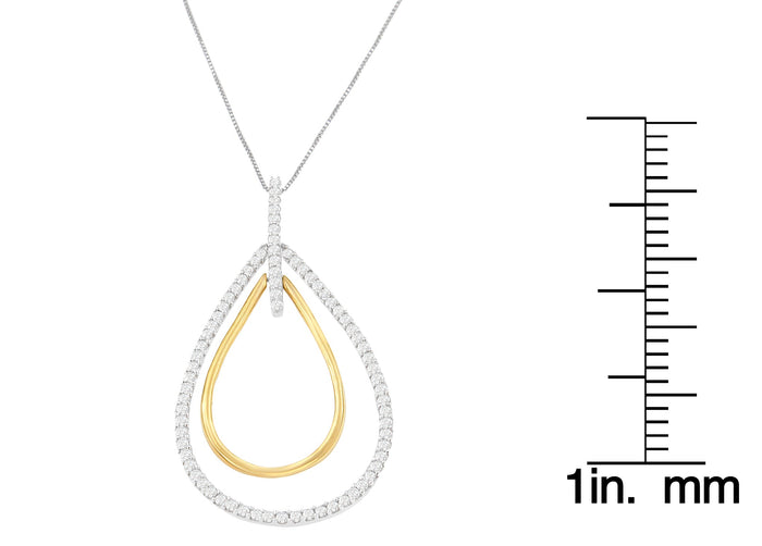 1 Ct. T.W. Round-Cut Diamond Double Burst Pendant Necklace in 14K Two-Tone Gold, photo 6