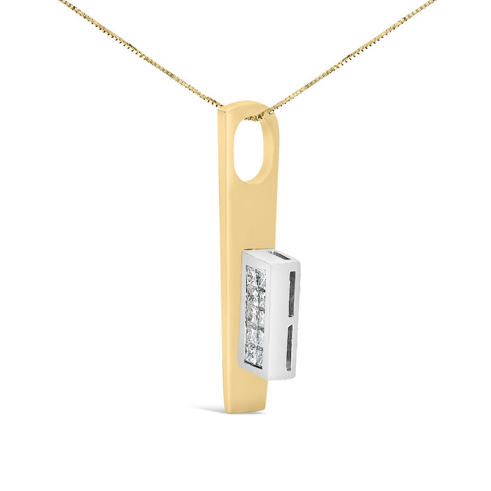 Collar con colgante de llave con diamantes baguette princesa de 1 7/8 ct. p.t. en oro amarillo y blanco de 18K, foto 4